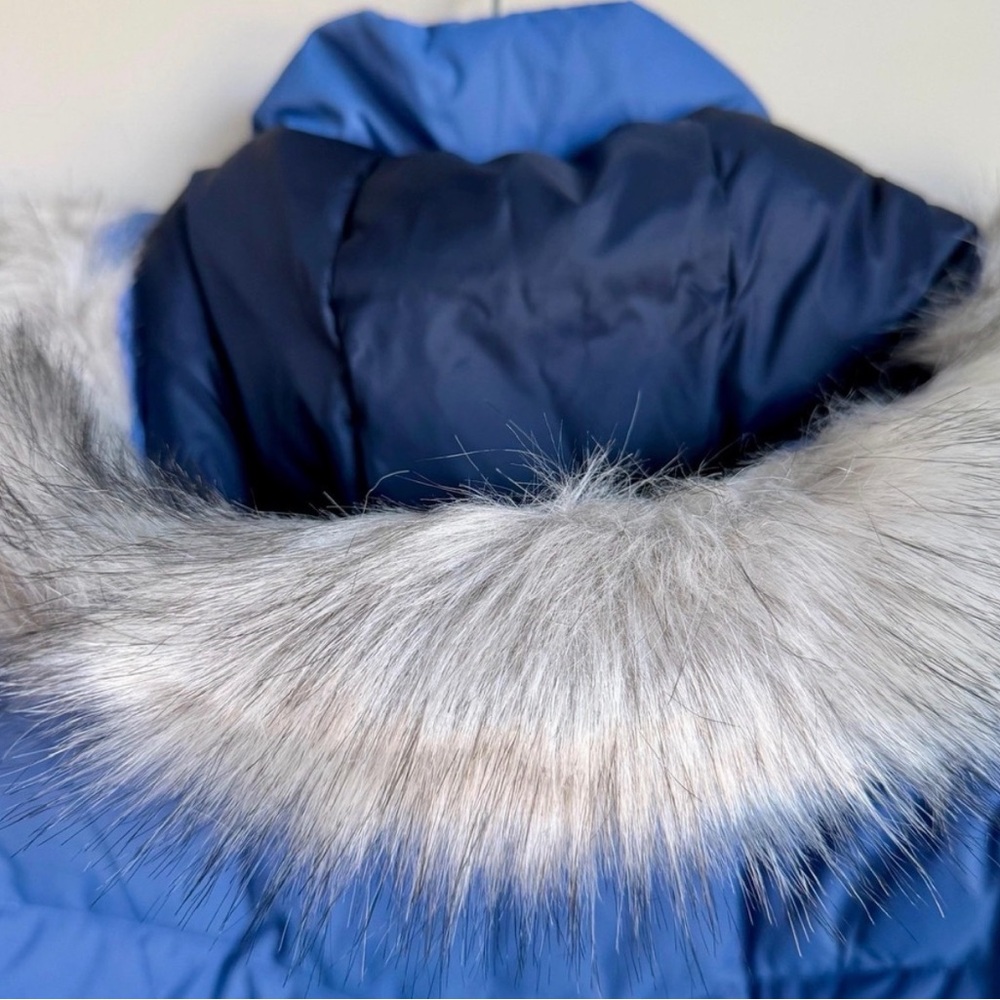 Columbia Crystal Caves Mid Blue Puffer Winter Coat Faux Fur Jacket XS - Picture 8 of 11